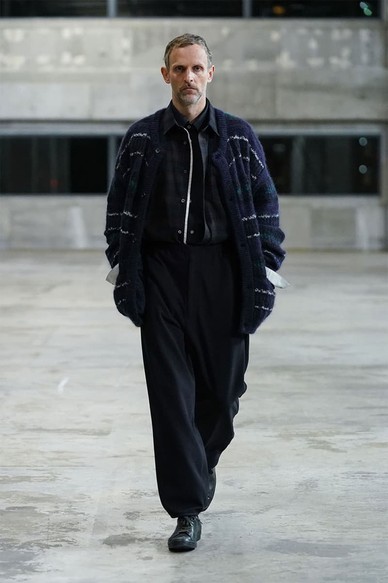 stein autumn fall winter 2022 fw22 kiichiro asakawa 2016 continuous perspective black dark blue grey mohair trench coats down jackets runway show images