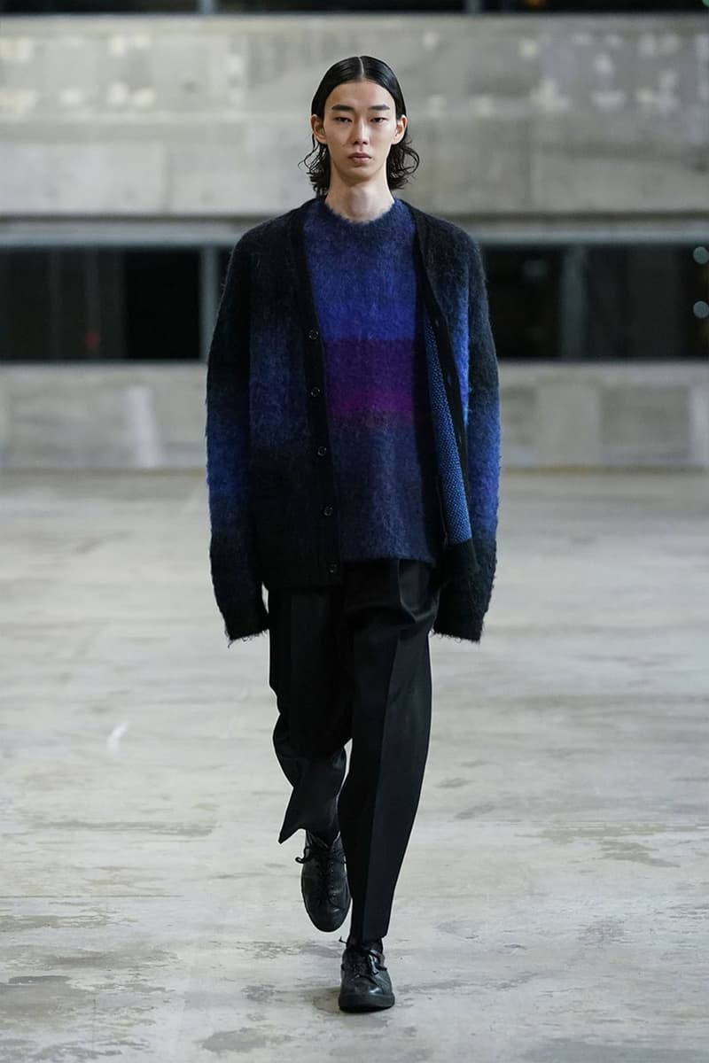 stein autumn fall winter 2022 fw22 kiichiro asakawa 2016 continuous perspective black dark blue grey mohair trench coats down jackets runway show images