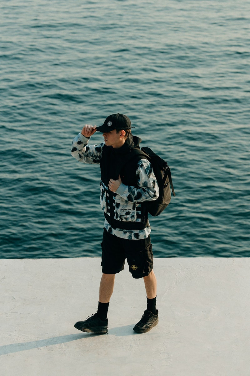 Stone Island SS22 Marina Shadow Project New Arrivals HBX Release Info Price Buy 3 Layer Gore Tex Vest Jacket Cargo Reef Camo Cardigan Caps Belt Pouches Shorts