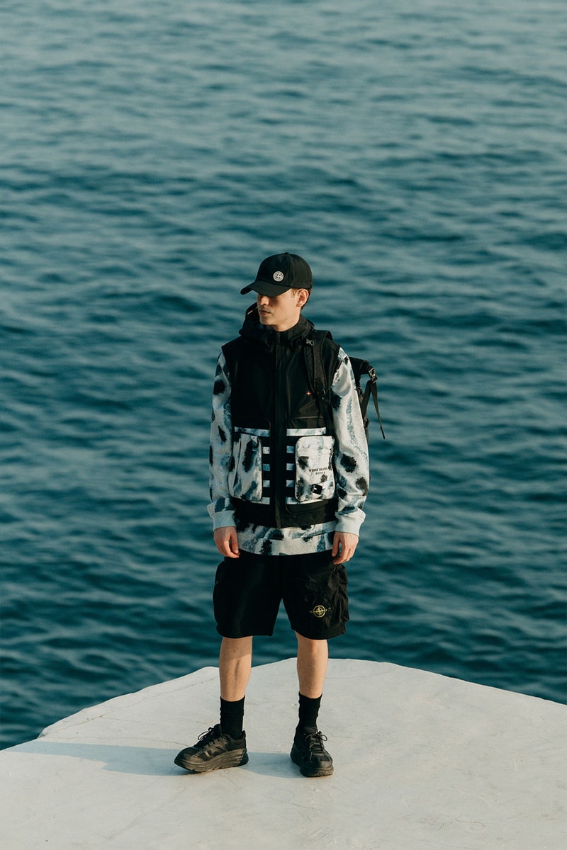 Stone Island SS22 Marina Shadow Project New Arrivals HBX Release Info Price Buy 3 Layer Gore Tex Vest Jacket Cargo Reef Camo Cardigan Caps Belt Pouches Shorts