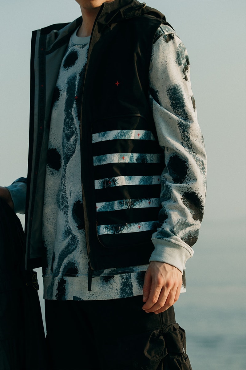 Stone Island SS22 Marina Shadow Project New Arrivals HBX Release Info Price Buy 3 Layer Gore Tex Vest Jacket Cargo Reef Camo Cardigan Caps Belt Pouches Shorts