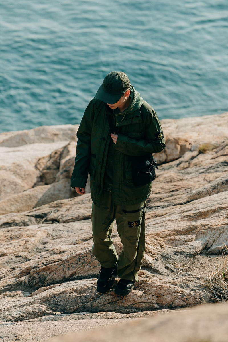 Stone Island SS22 Marina Shadow Project New Arrivals HBX Release Info Price Buy 3 Layer Gore Tex Vest Jacket Cargo Reef Camo Cardigan Caps Belt Pouches Shorts