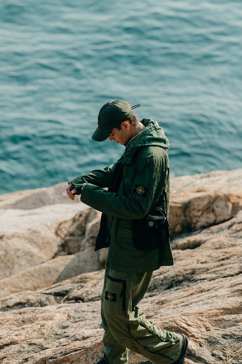 Stone Island SS22 Marina Shadow Project New Arrivals HBX Release Info Price Buy 3 Layer Gore Tex Vest Jacket Cargo Reef Camo Cardigan Caps Belt Pouches Shorts
