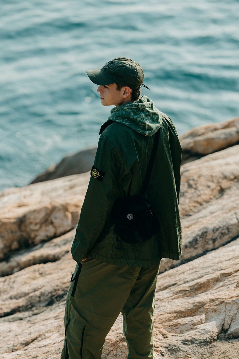 Stone Island SS22 Marina Shadow Project New Arrivals HBX Release Info Price Buy 3 Layer Gore Tex Vest Jacket Cargo Reef Camo Cardigan Caps Belt Pouches Shorts