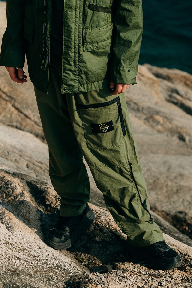 Stone Island SS22 Marina Shadow Project New Arrivals HBX Release Info Price Buy 3 Layer Gore Tex Vest Jacket Cargo Reef Camo Cardigan Caps Belt Pouches Shorts