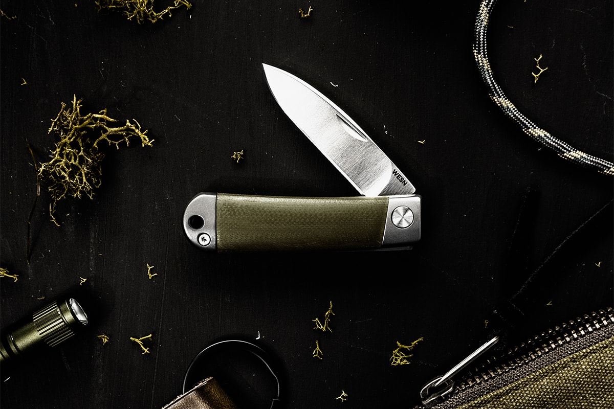 wesn pocket knife od green titanium steel saint patricks day release celebration model tool 