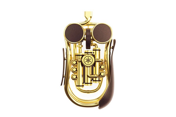 Yamaha Motorcycle Instrument-Inspired Computer Mice trombone trumpet brass valves engine black gold images release info