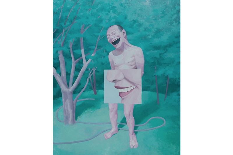Yue Minjun Tang Contemporary Art Flowers Paintings