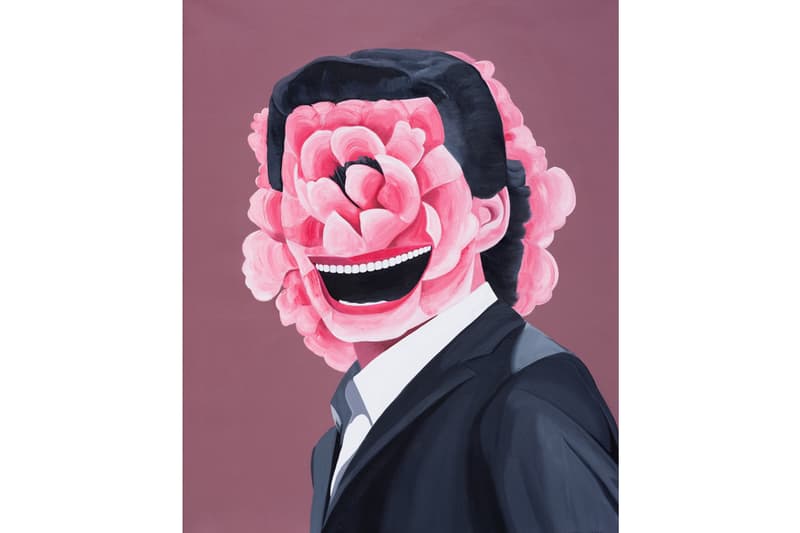 Yue Minjun Tang Contemporary Art Flowers Paintings