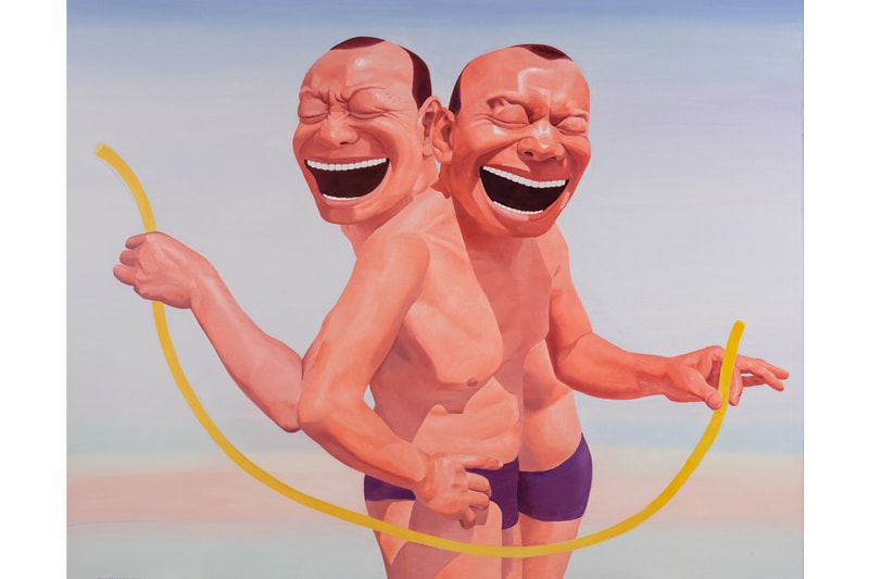 Yue Minjun Tang Contemporary Art Flowers Paintings