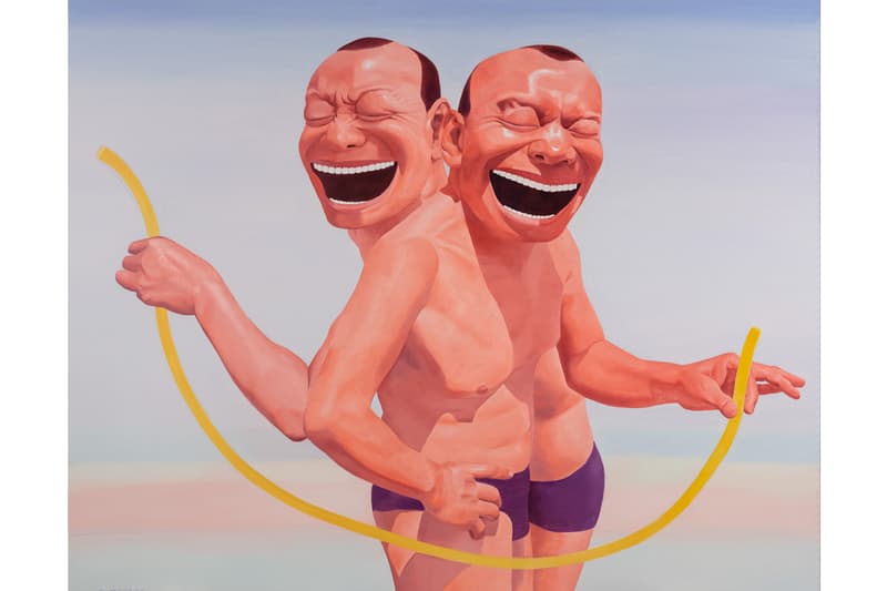 Yue Minjun Tang Contemporary Art Flowers Paintings
