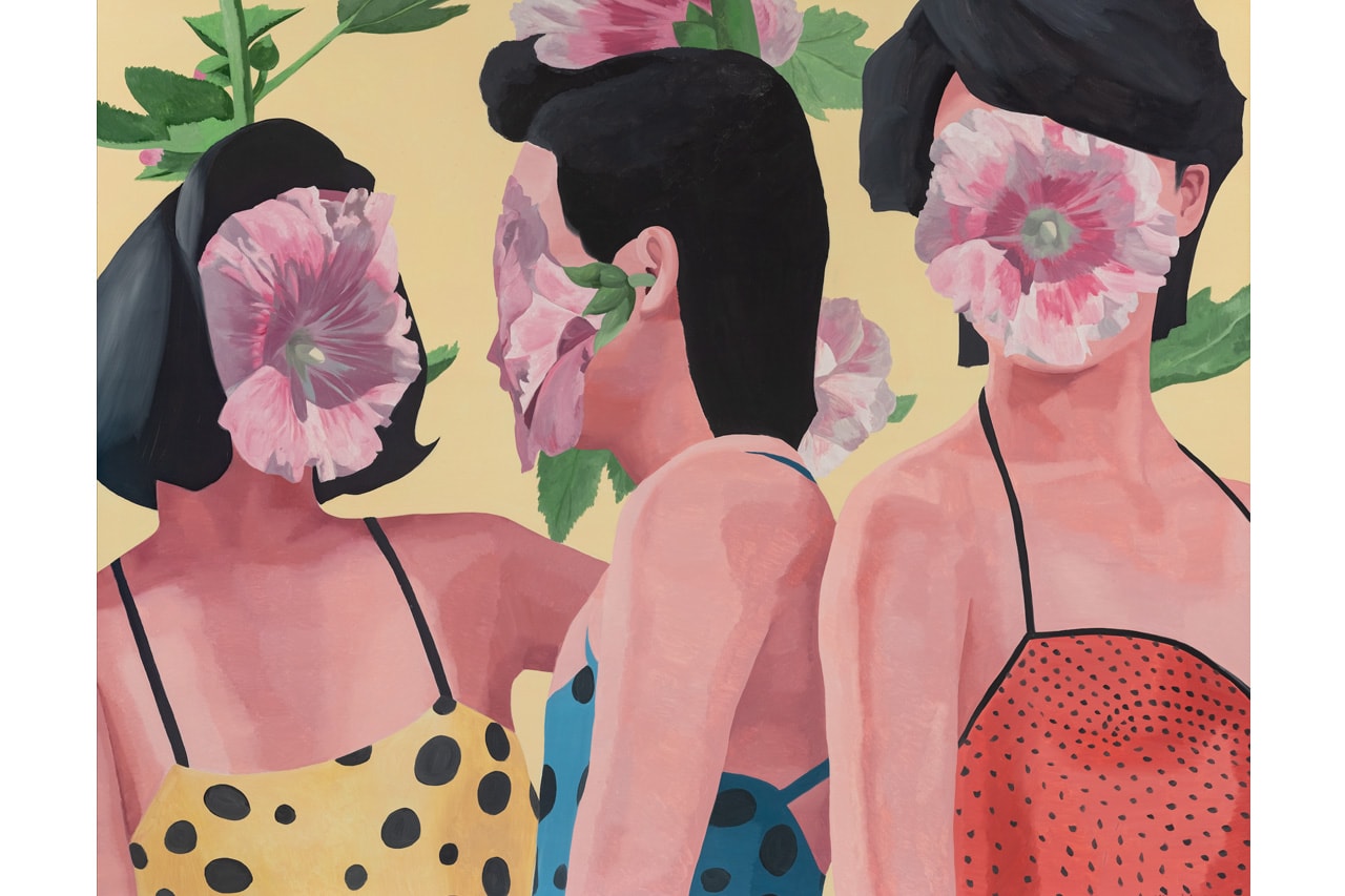 Yue Minjun Tang Contemporary Art Flowers Paintings