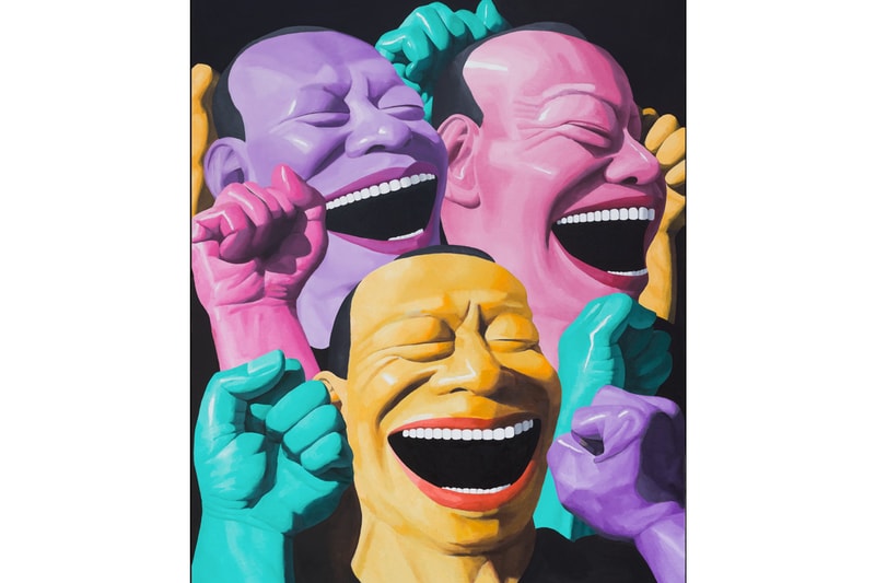 Yue Minjun Tang Contemporary Art Flowers Paintings
