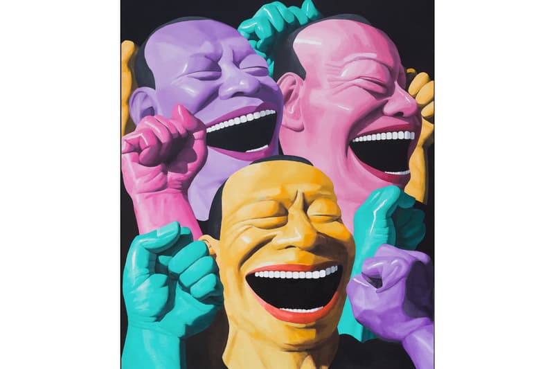 Yue Minjun Tang Contemporary Art Flowers Paintings