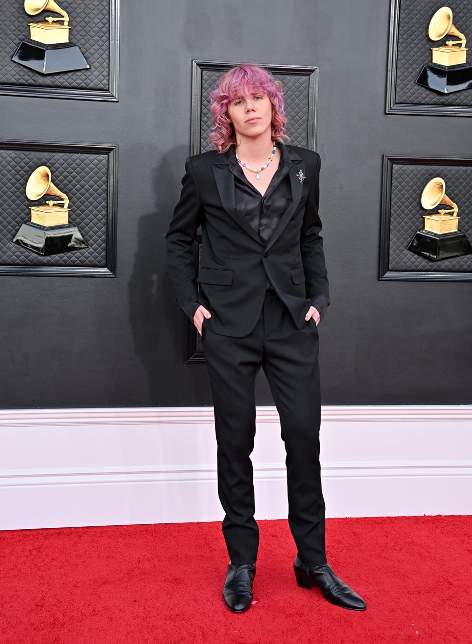 2022 GRAMMYs Red Carpet Fashion Mens Bare Chest Pearls and Luxe Street Style