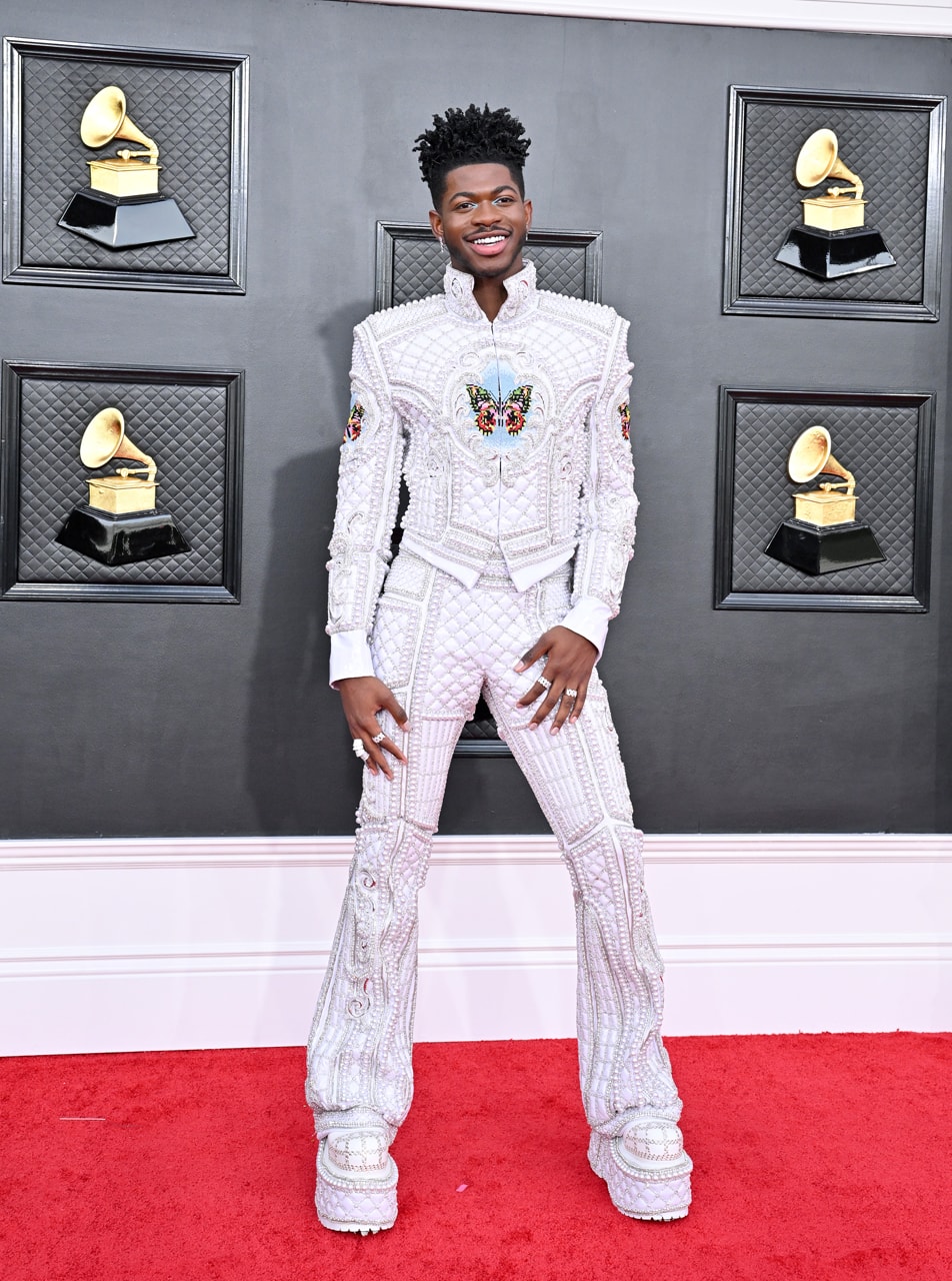 2022 GRAMMYs Red Carpet Fashion Mens Bare Chest Pearls and Luxe Street Style