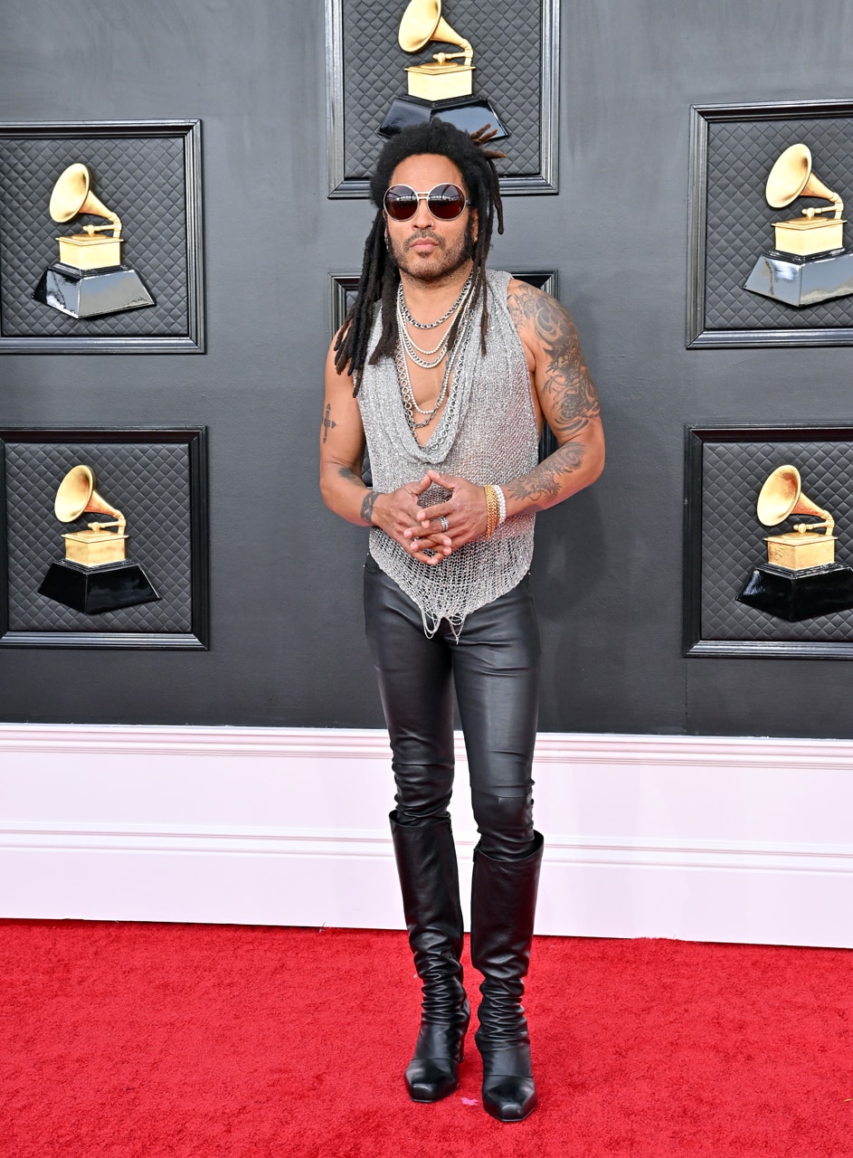 2022 GRAMMYs Red Carpet Fashion Mens Bare Chest Pearls and Luxe Street Style