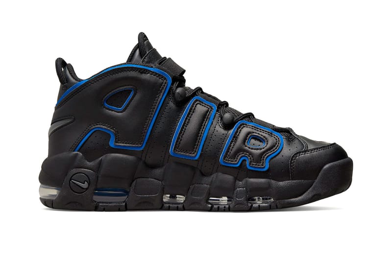 nike uptempo black and blue