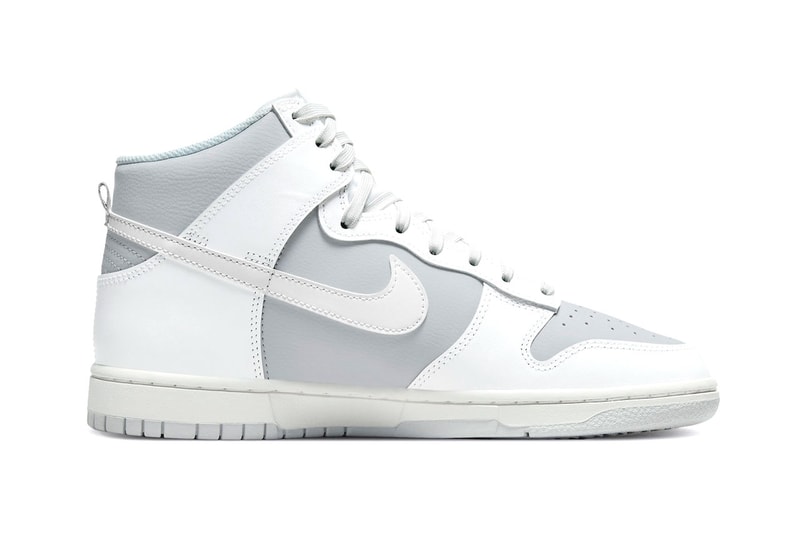 Check Out the Nike Dunk High in Grey and White Footwear