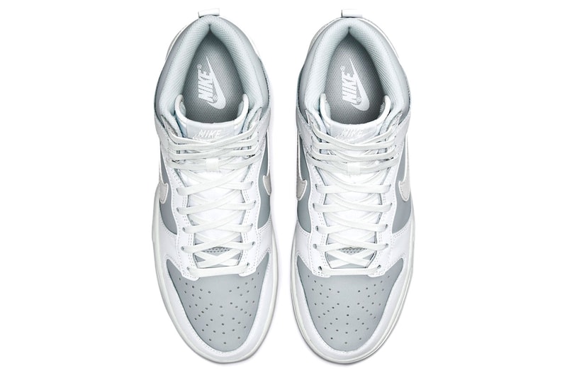 Check Out the Nike Dunk High in Grey and White Footwear
