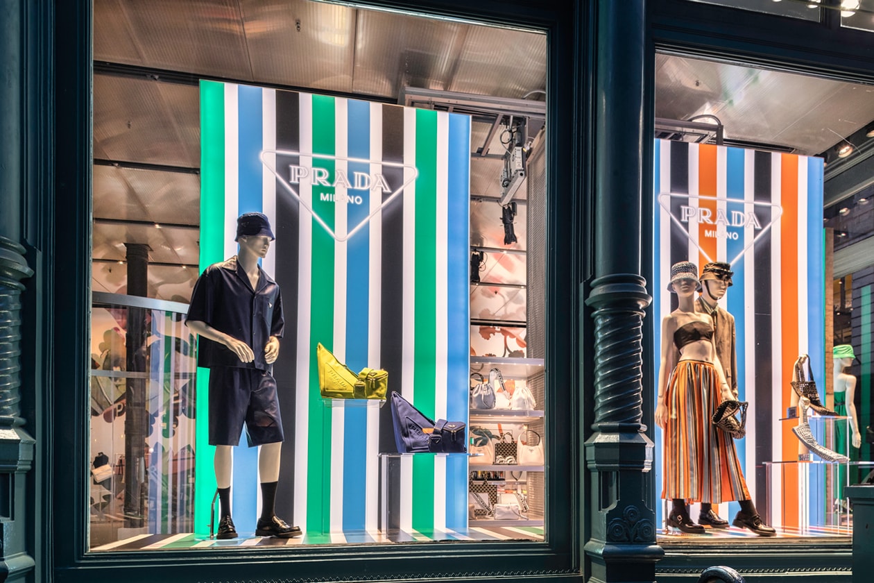 Prada Tropico Window Light Installation Broadway Store Wisdom Emily Yang Kaye Emily Segal NFT Cryptocurrency Bergdorf Goodman Vacation Spring Summer Window Pop-Ups Pop Art Neon Geometric Illuminate K-HOLE