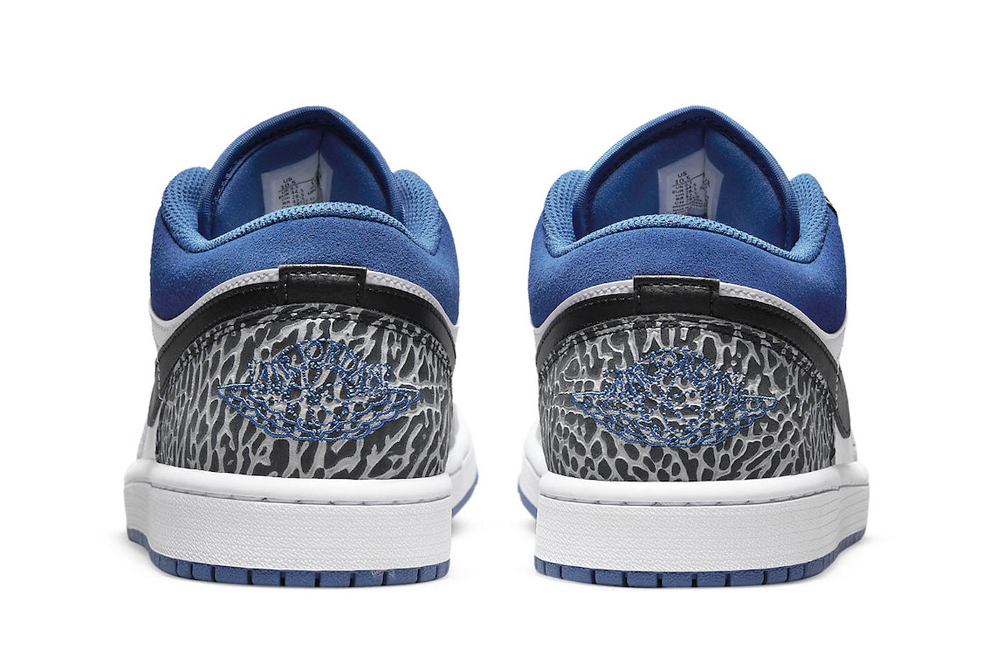 Air Jordan 1 Low Is Set to Release in "True Blue" Colorway elephant print DM1199-140 swoosh sneakers jordan brand nike michael jordan air jordan 3