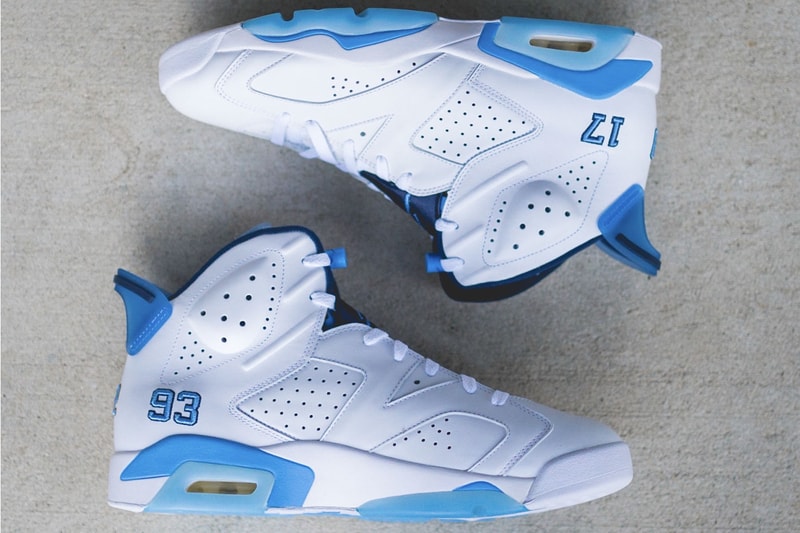 Air Jordan 6 UNC 2017 NCAA Champions PE Images English Sole Michael Jordan University of North Carolina Tar Heels