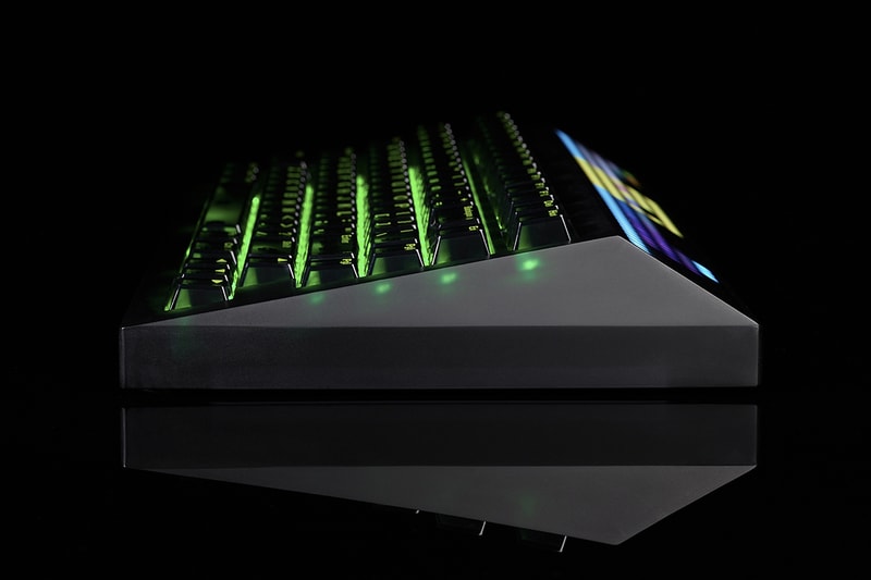 angry miao custom built keyboard kiwi tkc switches cyberboard terminal led panel digital rain the matrix 