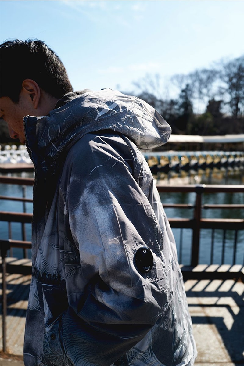 CP Company Gore tex infinium mixed tracery ss22 collection spring summer 2022 camouflage silver grey yellow goggle jacket lens waterproof sublimation release info date price