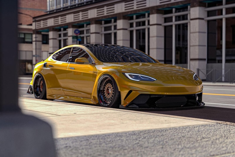 Competition Carbon Tesla Model S Plaid widebody kit lowered concept design 2022 SEMA Show las vegas images info