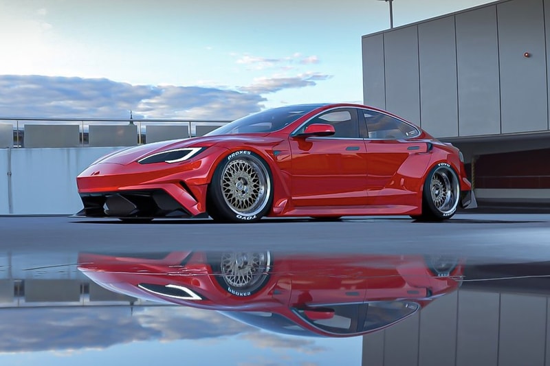 Competition Carbon Tesla Model S Plaid widebody kit lowered concept design 2022 SEMA Show las vegas images info