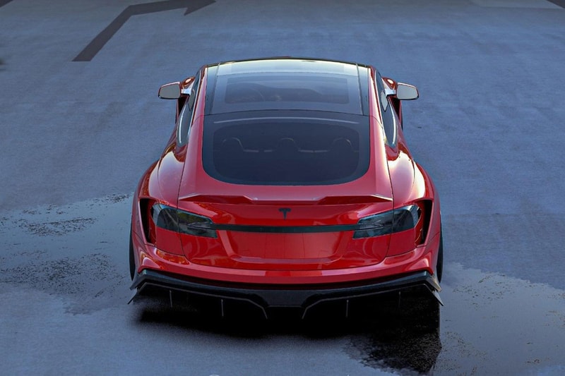 Competition Carbon Tesla Model S Plaid widebody kit lowered concept design 2022 SEMA Show las vegas images info