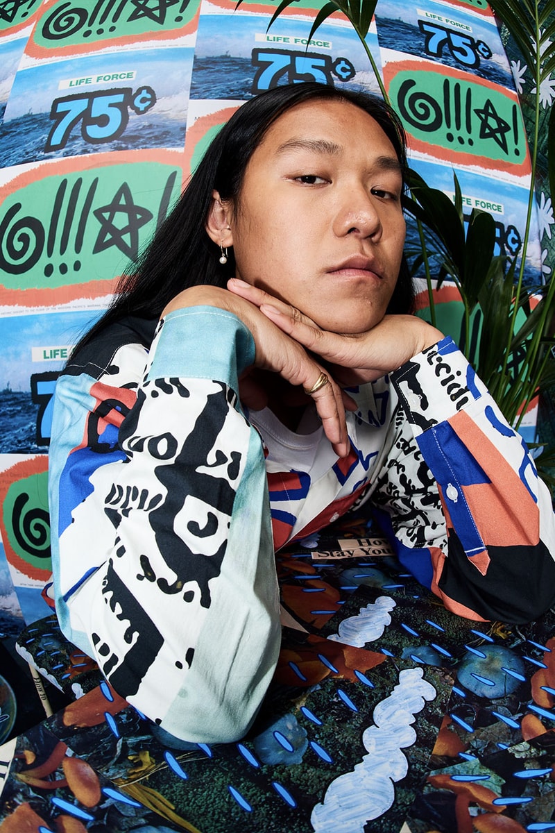 LN-CC x DRx Romanelli Stefan Meier Earth Day Capsule Produced using 100 percent deadstock fabrics zero waste zero water usage nature graphics release info date price tote bag bucket hat jeans jackets
