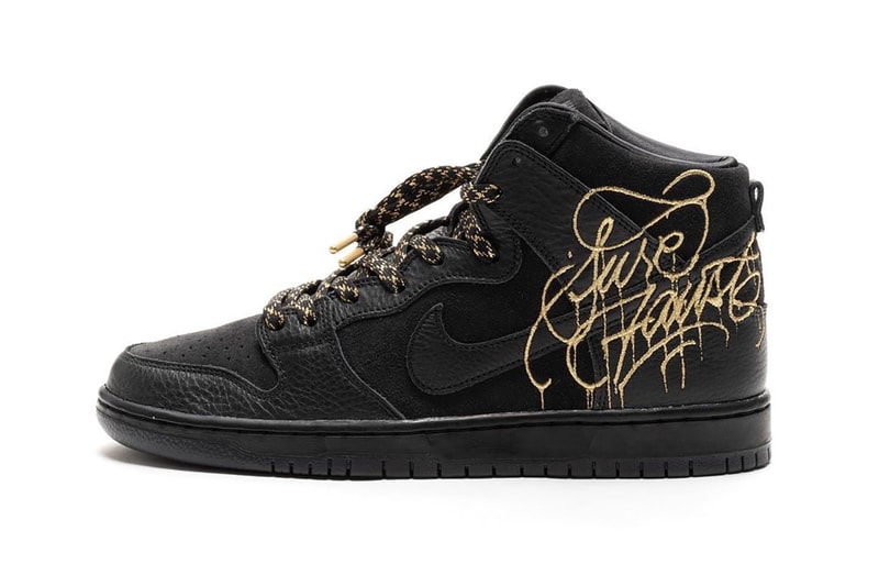faust nike sb dunk high black gold DH7755 001 release info date store list buying guide photos price graffiti 