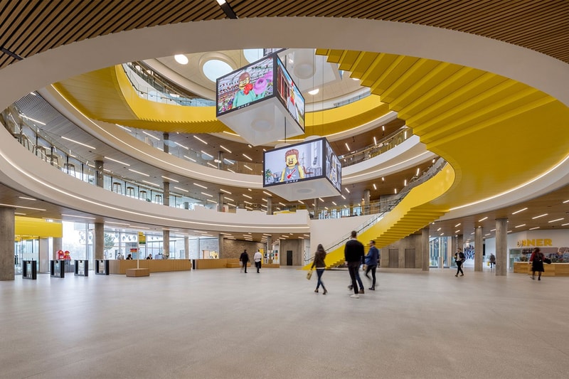 LEGO New Campus headquarters Inside Look Denmark CF Moller Architects size workplace people house fitness center workshop homestay cinema park activity zone kitchen health clinic sustainable LEED certification news 