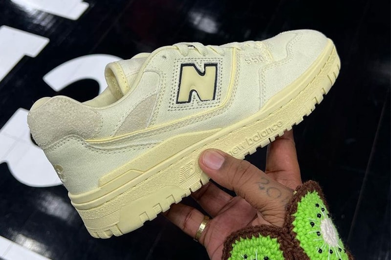 Designer Joe Freshgoods Unveils Upcoming New Balance 550 Collab conversations amongst us colorway cream canvas suede worn aged 