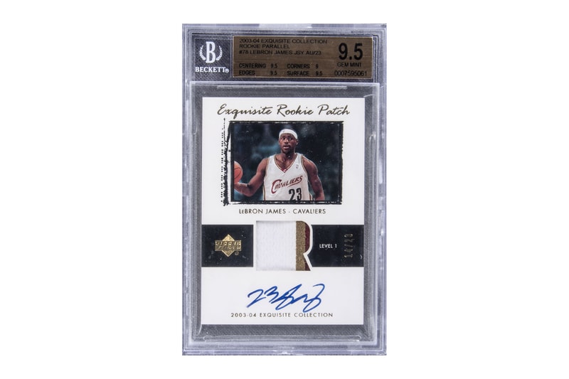 A 2003-04 LeBron James Signed Rookie Patch Card Auctions for Over $1 Million USD cleveland cavaliers los angeles lakers nba exquisite collection mint 9 condition beckett basketball sports memorabilia