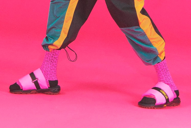 Eye/LOEWE/Nature Drops Puffy Pleated Nylon Slides for SS22