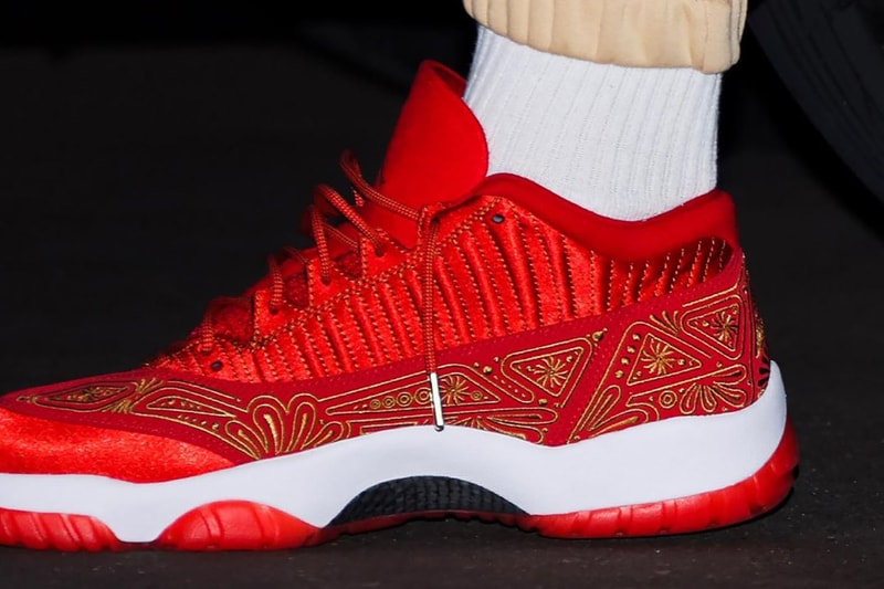 luka doncic air jordan 11 low ie pe red gold photos