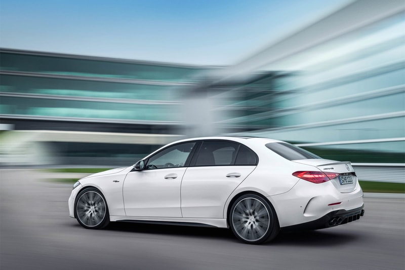mercedes amg 2023 c43 sedan 402 horsepower inline four turbocharged engine nanoslide formula 1 technology 