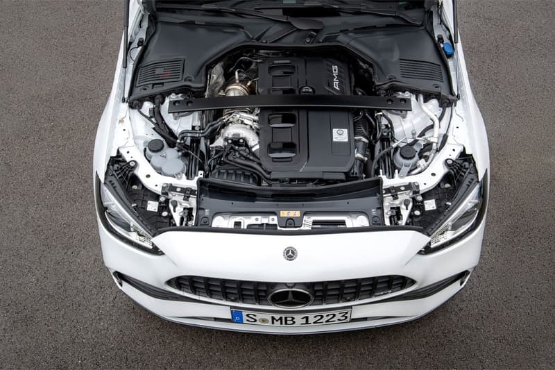 mercedes amg 2023 c43 sedan 402 horsepower inline four turbocharged engine nanoslide formula 1 technology 