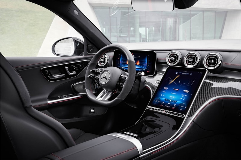 mercedes amg 2023 c43 sedan 402 horsepower inline four turbocharged engine nanoslide formula 1 technology 