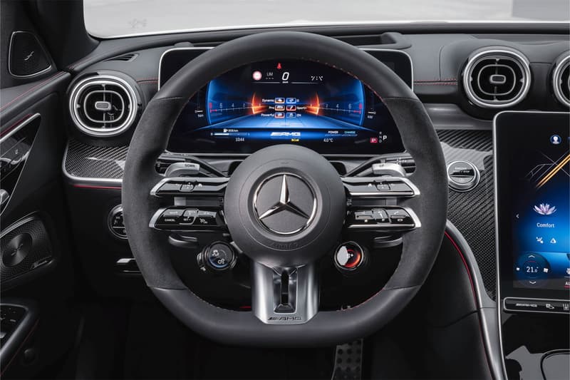mercedes amg 2023 c43 sedan 402 horsepower inline four turbocharged engine nanoslide formula 1 technology 