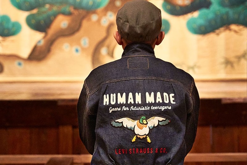 Nigo Reveals Latest "Made in Japan" HUMAN MADE X Levi's Collaboration i know nigo pharrell pusha t asap rocky jean jacket selvedge denim gears for futuristic teenagers 