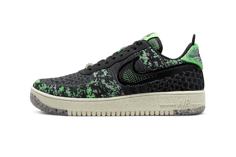 Nike Air Force 1 Crater Flyknit "Black Volt" DM0590-002 Release 2022 Move to Zero Crater foam