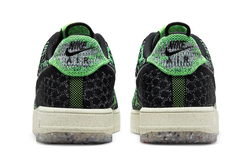Nike Air Force 1 Crater Flyknit "Black Volt" DM0590-002 Release 2022 Move to Zero Crater foam