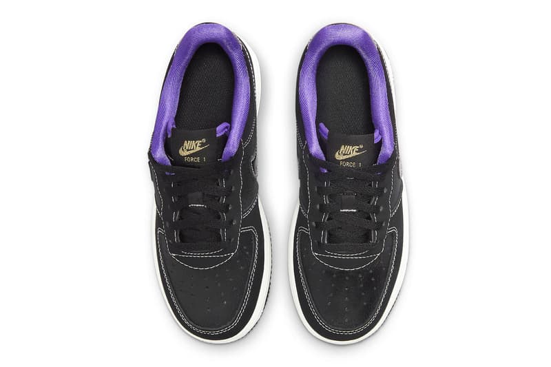 Nike Air Force 1 Low Drops in a "Lakers" Colorway DQ0301-001 los angeles lakers nubuck all-black leather anthony davis ad lebron james king james russell westbrook la