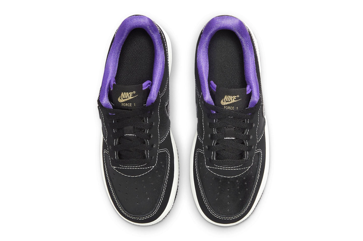 Nike Air Force 1 Low Drops in a "Lakers" Colorway DQ0301-001 los angeles lakers nubuck all-black leather anthony davis ad lebron james king james russell westbrook la