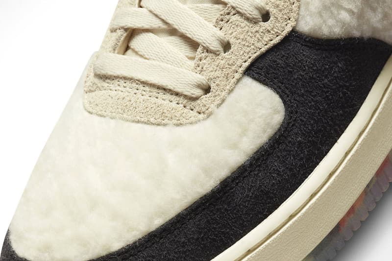 Official Look at Nike Air Force 1 Mid Culture Day Panda White Black fleece furry fuzzy suede rug 