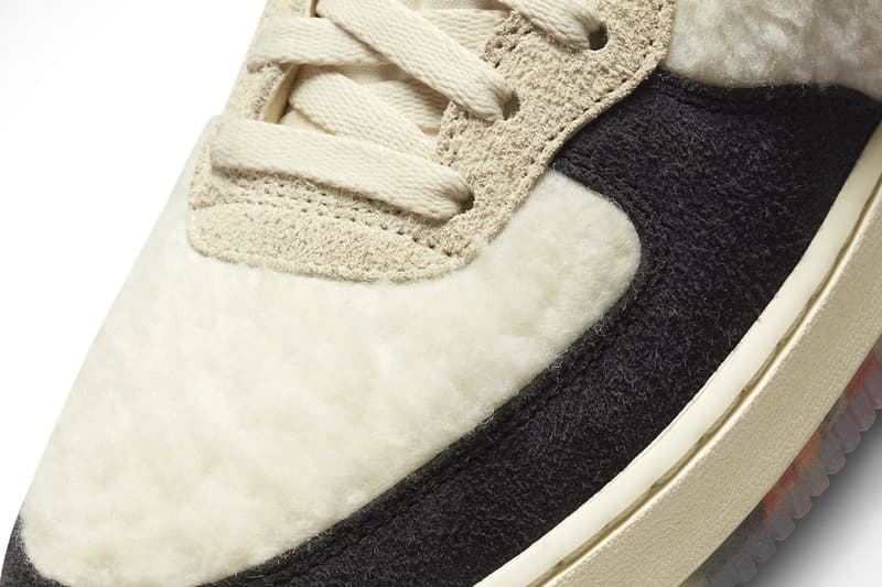 Official Look at Nike Air Force 1 Mid Culture Day Panda White Black fleece furry fuzzy suede rug